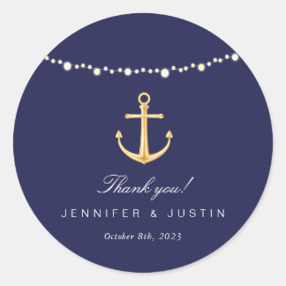Nautical Anchor Wedding Favour Thank You Stickers