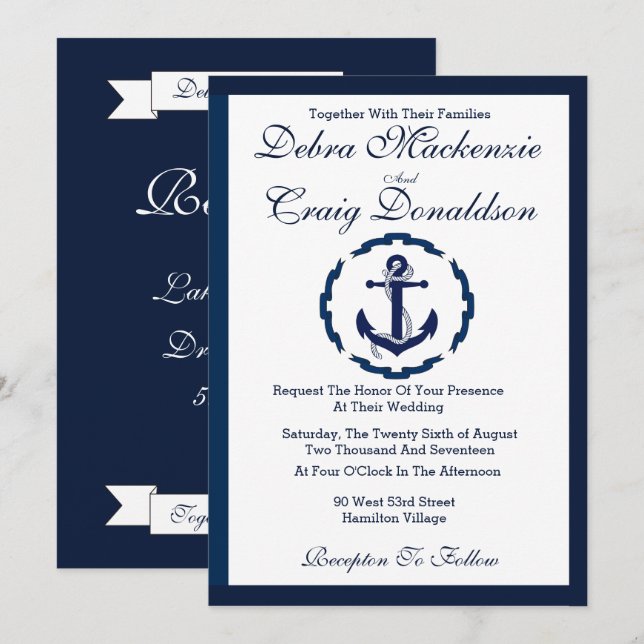 Nautical Anchor, Wedding Invitation (Front/Back)