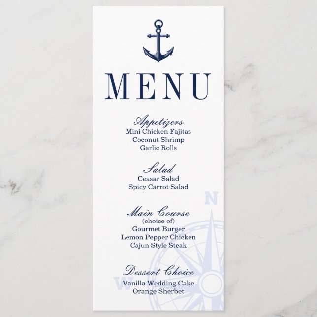Nautical Anchor Wedding Menu (Front)
