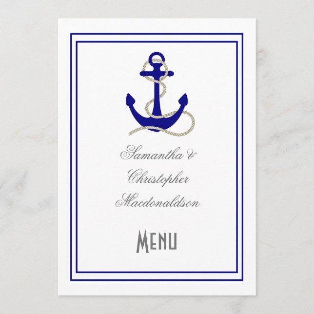 Nautical anchor wedding menu (Front)
