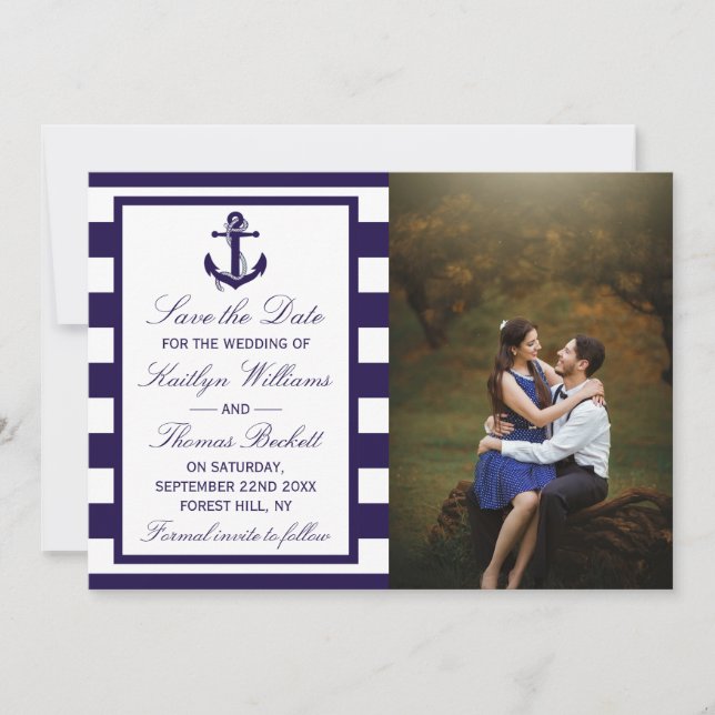 Nautical Anchor Wedding Photo Save The Date (Front)