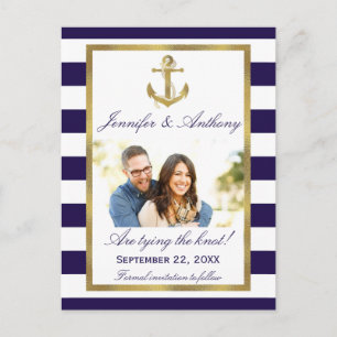 Nautical Anchor Wedding Photo Save The Date Announcement Postcard
