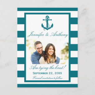Nautical Anchor Wedding Photo Save The Date Announcement Postcard