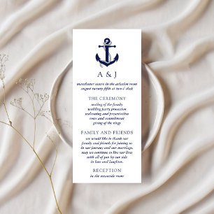 Nautical Anchor Wedding Program Card