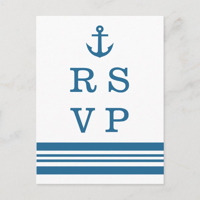 Nautical Anchor Wedding RSVP Postcard (Front)