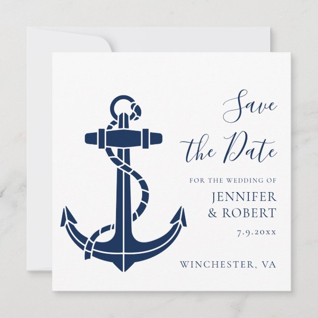 Nautical Anchor Wedding Save the Date (Front)