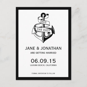 Nautical Anchor Wedding Save the Date Announcement Postcard