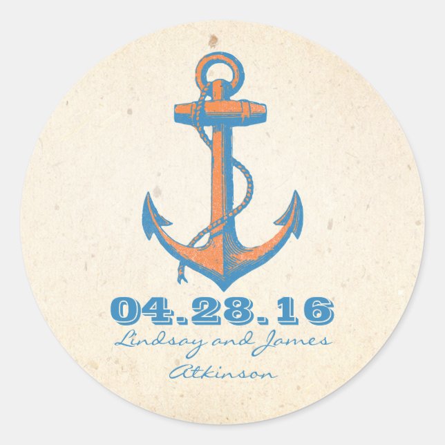 nautical anchor wedding stickers (Front)