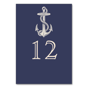 Nautical Anchor Wedding Table Number Card