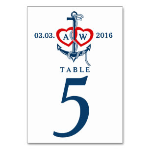 Nautical anchor Wedding table numbers Wedding set