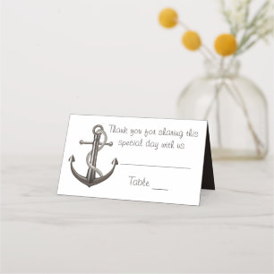 Nautical Anchor Wedding Thank You Brown Escort Place Card