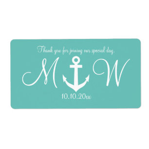 Nautical anchor wedding water bottle labels