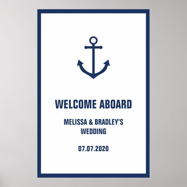 Nautical Anchor Wedding Welcome Aboard Sign 32x48 (Front)