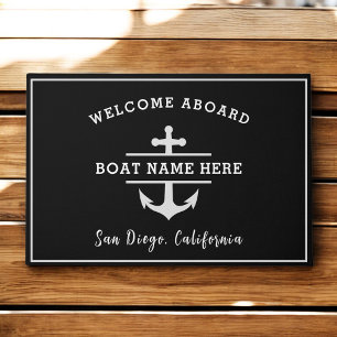 Nautical Anchor Welcome Aboard Personalized Doormat