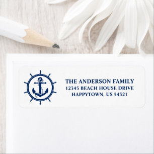 Nautical Anchor Wheel Rope Return Address