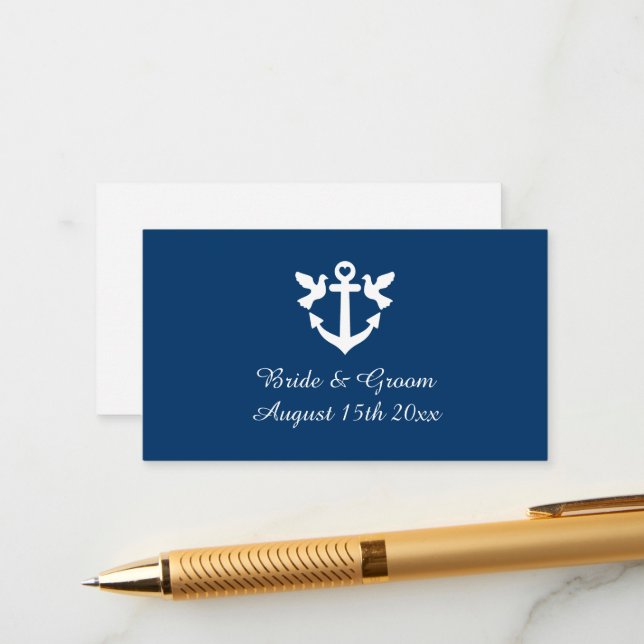 Nautical anchor white doves elegant wedding enclosure card (Front/Back In Situ)