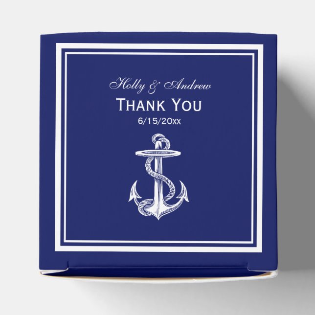 Nautical Anchor White Framed, Navy BG TY Favour Bo Favour Box (Top)