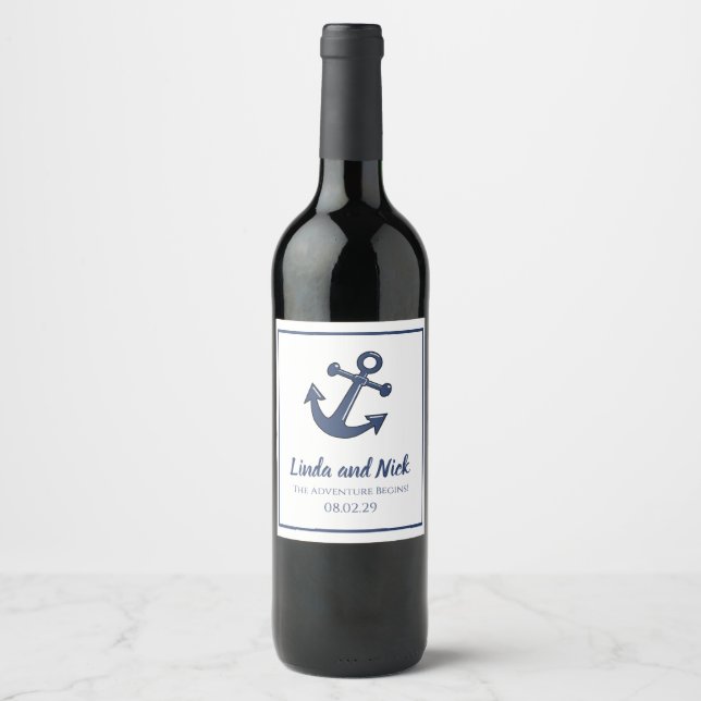 Nautical Anchor Wine Bottle Labels  (Front)