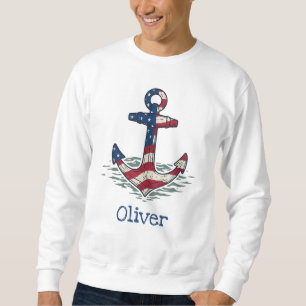 Nautical Anchor with American Flag Sweatshirt