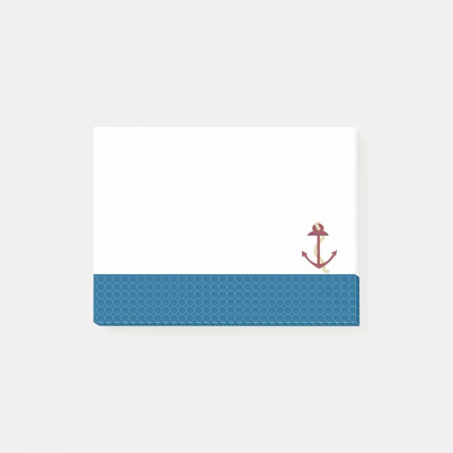 Nautical Anchor with Blue Patterned Border Post-it Notes (Front)