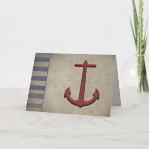 Nautical Anchor with Blue Stripes Note Card