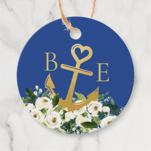 Nautical Anchor with Heart Monogram Favour Tags