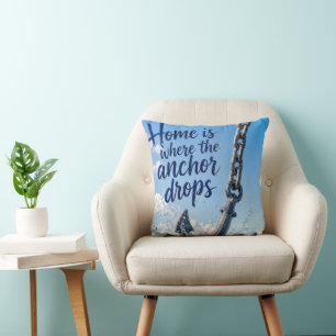 Nautical Anchor with Inspirational Home Quote Cushion