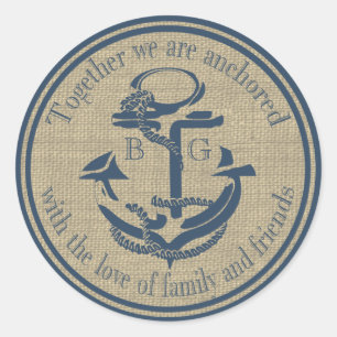 Nautical Anchor with Love Classic Round Sticker