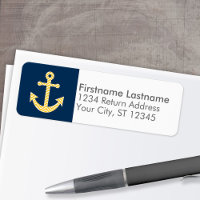 Nautical Anchor with Navy Yellow Chevron Pattern