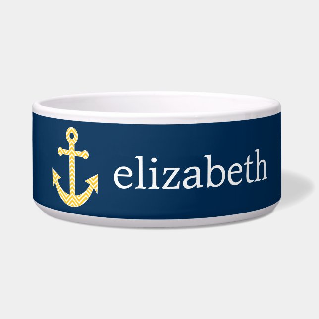 Nautical Anchor with Navy Yellow Chevron Pattern (Front)