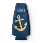 Nautical Anchor with Navy Yellow Chevron Pattern