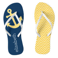 Nautical Anchor with Navy Yellow Chevron Pattern