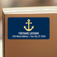 Nautical Anchor with Navy Yellow Chevron Pattern