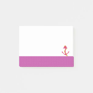 Nautical Anchor with Pink Border Post-it Notes