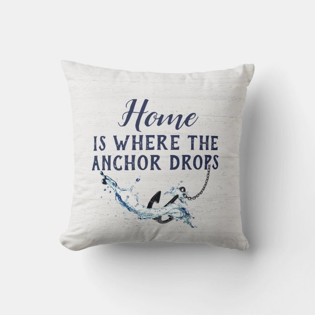 Nautical Anchor With Quote On Wood  Cushion (Front)