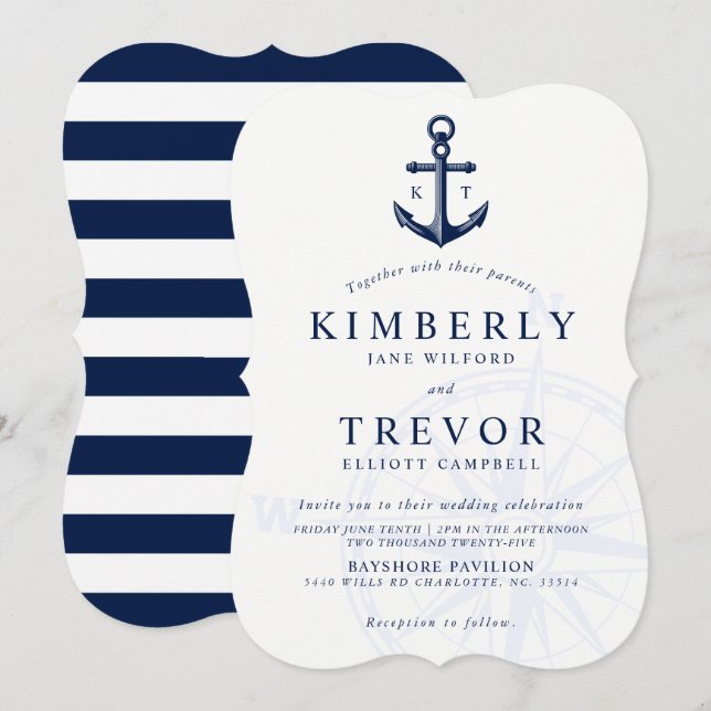 Nautical Anchored Love Wedding Invite (Front/Back)