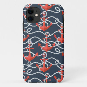Nautical Anchors And Rope Pattern iPhone 11 Case