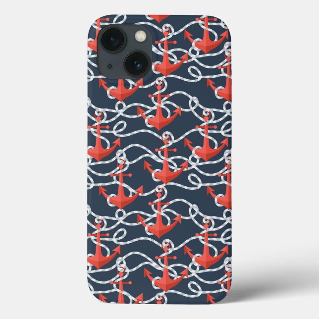 Nautical Anchors And Rope Pattern Case-Mate iPhone Case (Back)