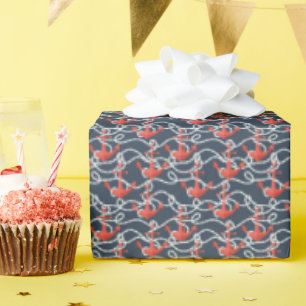 Nautical Anchors And Rope Pattern Wrapping Paper