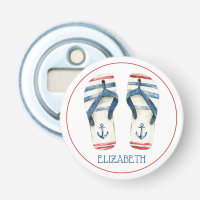 Nautical Anchors and Stripes Flip Fops