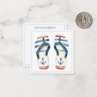 Nautical Anchors and Stripes Flip Fops