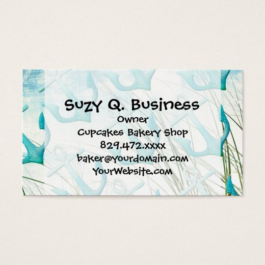 Nautical Anchors Beach Ocean Seaside Coastal Theme Business Card