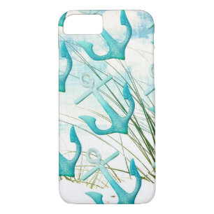 Nautical Anchors Beach Ocean Seaside Coastal Theme iPhone 8/7 Case