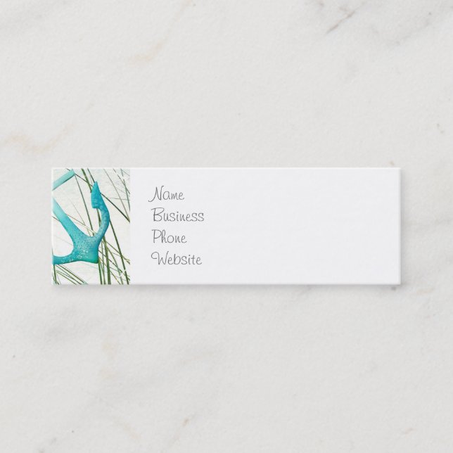 Nautical Anchors Beach Ocean Seaside Coastal Theme Mini Business Card (Front)