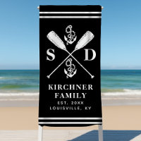 Nautical Anchors Boat Oars Family Monogram Black