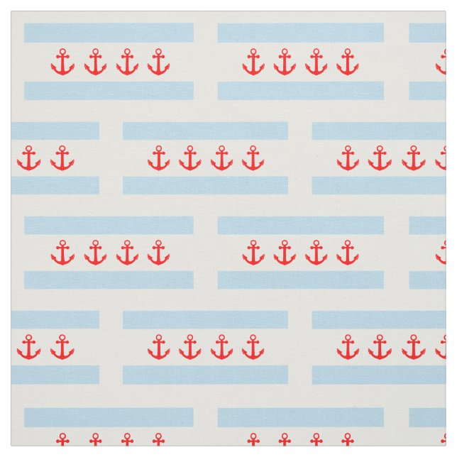 Nautical Anchors Chicago Flag Pattern Fabric (Swatch)