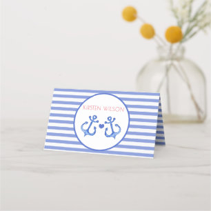 Nautical Anchors - Folded Wedding Place Cards