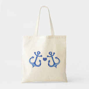 Nautical Anchors & Heart   Budget Tote