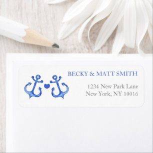 Nautical Anchors & Heart Return Address Labels