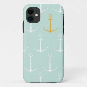 Nautical anchors preppy girly blue anchor pattern iPhone 11 case